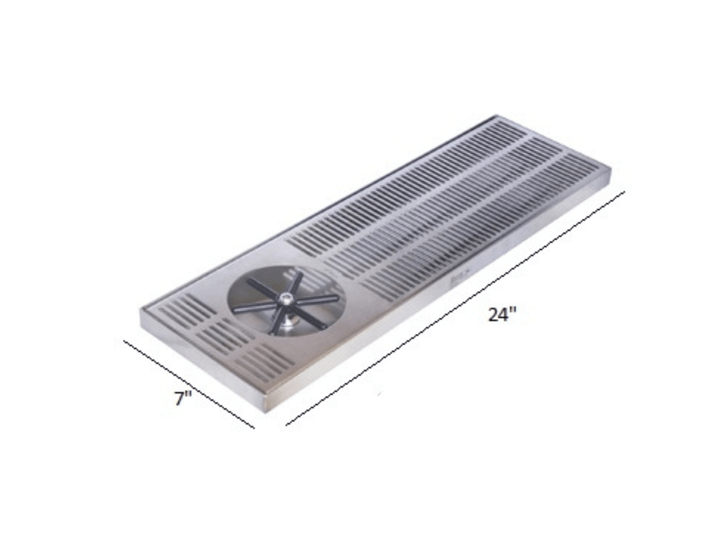 Krome 24″ X 7″ Side Spray Glass Rinser Drip Tray – Brushed Stainless – With Drain | Pro Coffee Gear