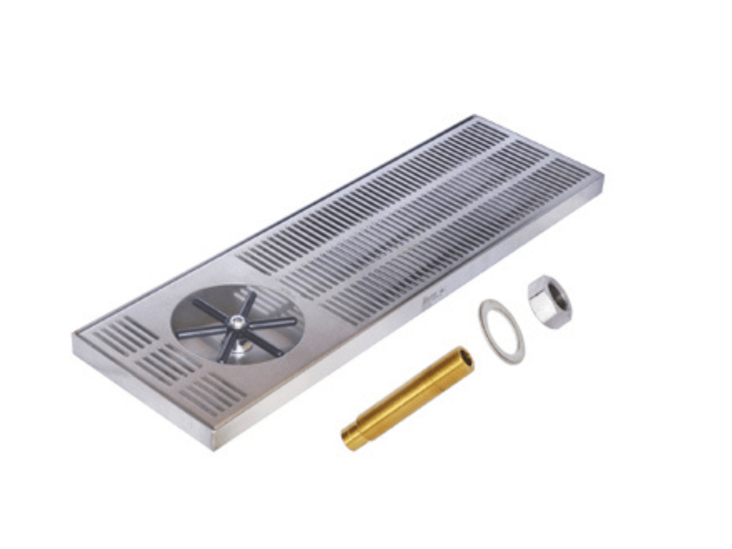 Krome 24″ X 7″ Side Spray Glass Rinser Drip Tray – Brushed Stainless – With Drain | Pro Coffee Gear