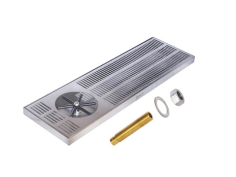 Krome 24″ X 7″ Side Spray Glass Rinser Drip Tray – Brushed Stainless – With Drain | Pro Coffee Gear