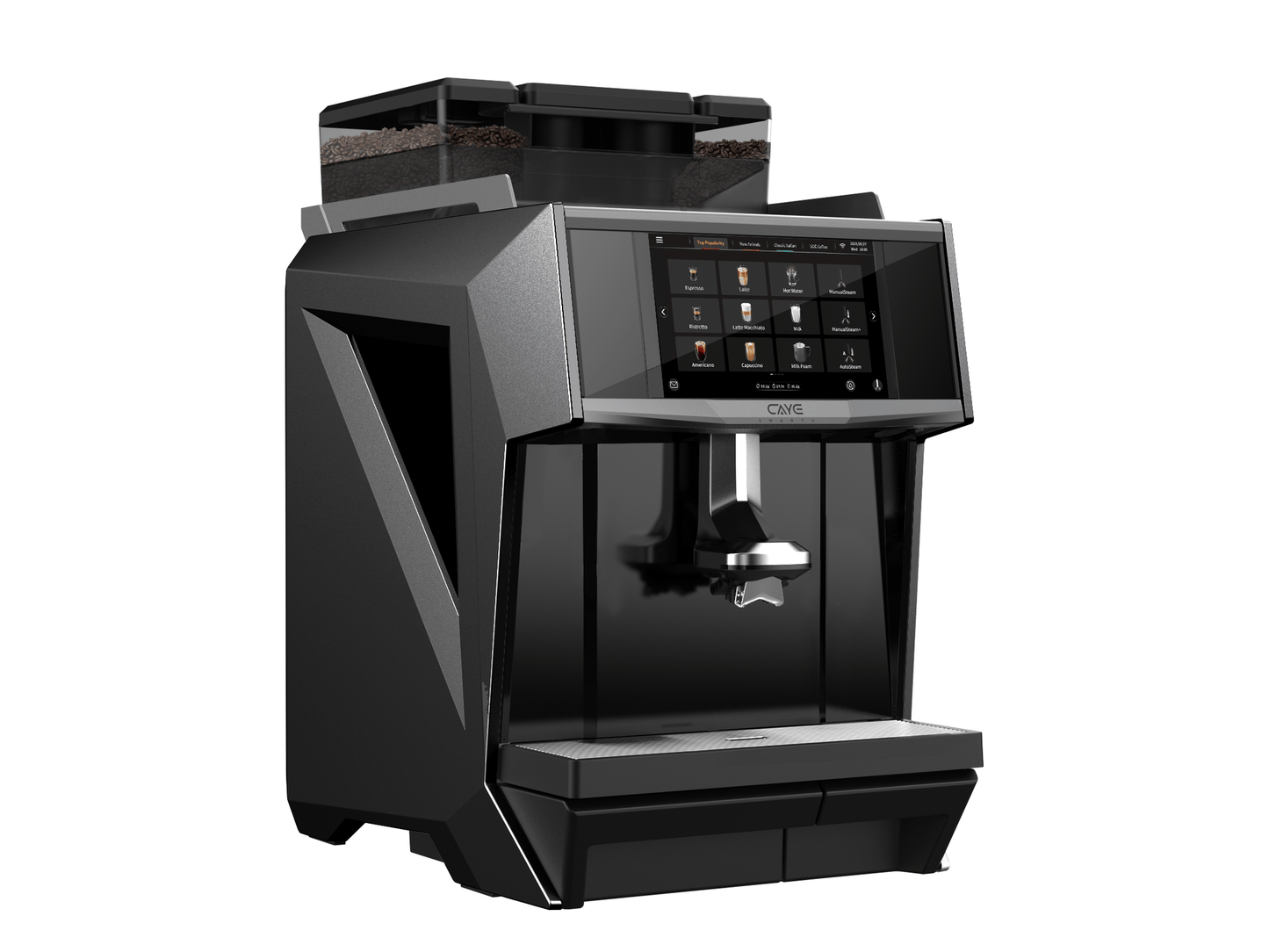 CAYE Smart X 1-Step Super Automatic Espresso Machine, Gray, front angled view