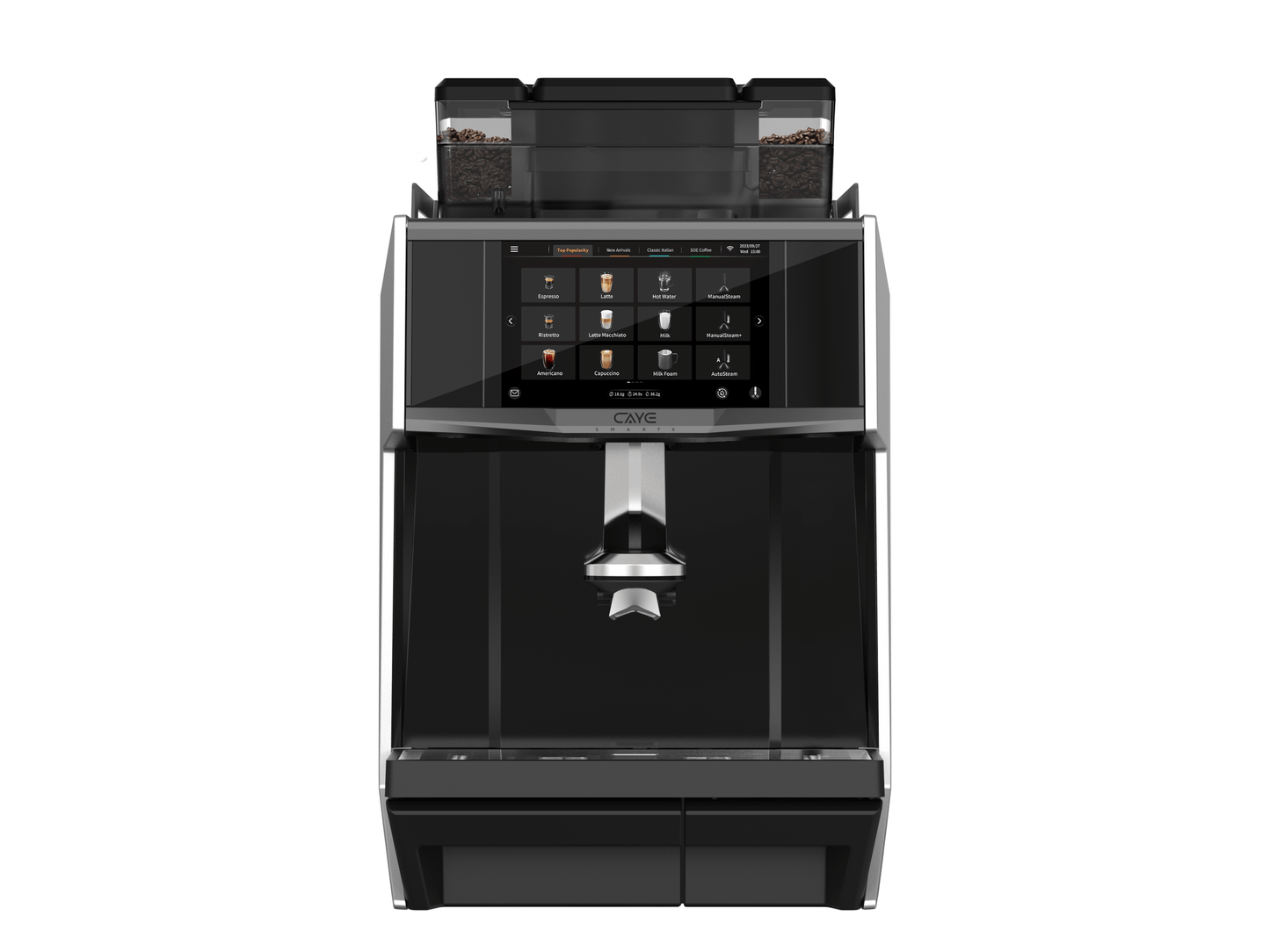 CAYE Smart X 1-Step Super Automatic Espresso Machine, Silver, front view