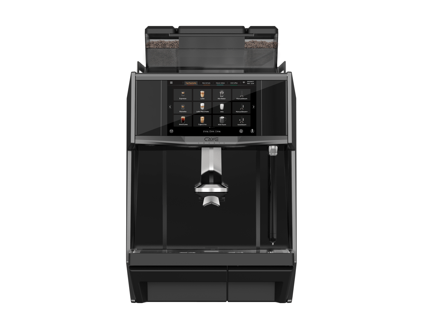 CAYE Smart X 2-Step Super Automatic Espresso Machine, Gray, front view