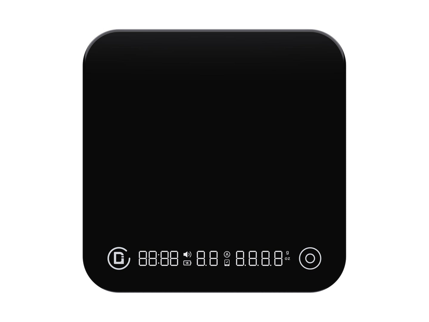 DiFluid Microbalance Ti coffee scale, top view in black